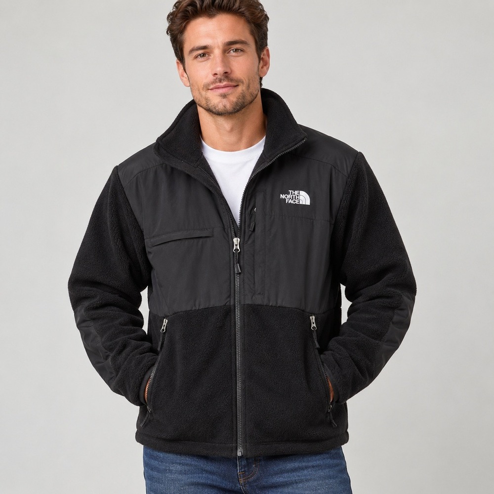 The North Face Fleece Men's XL Polartec Recycled Denali Jacket Black Full Zip